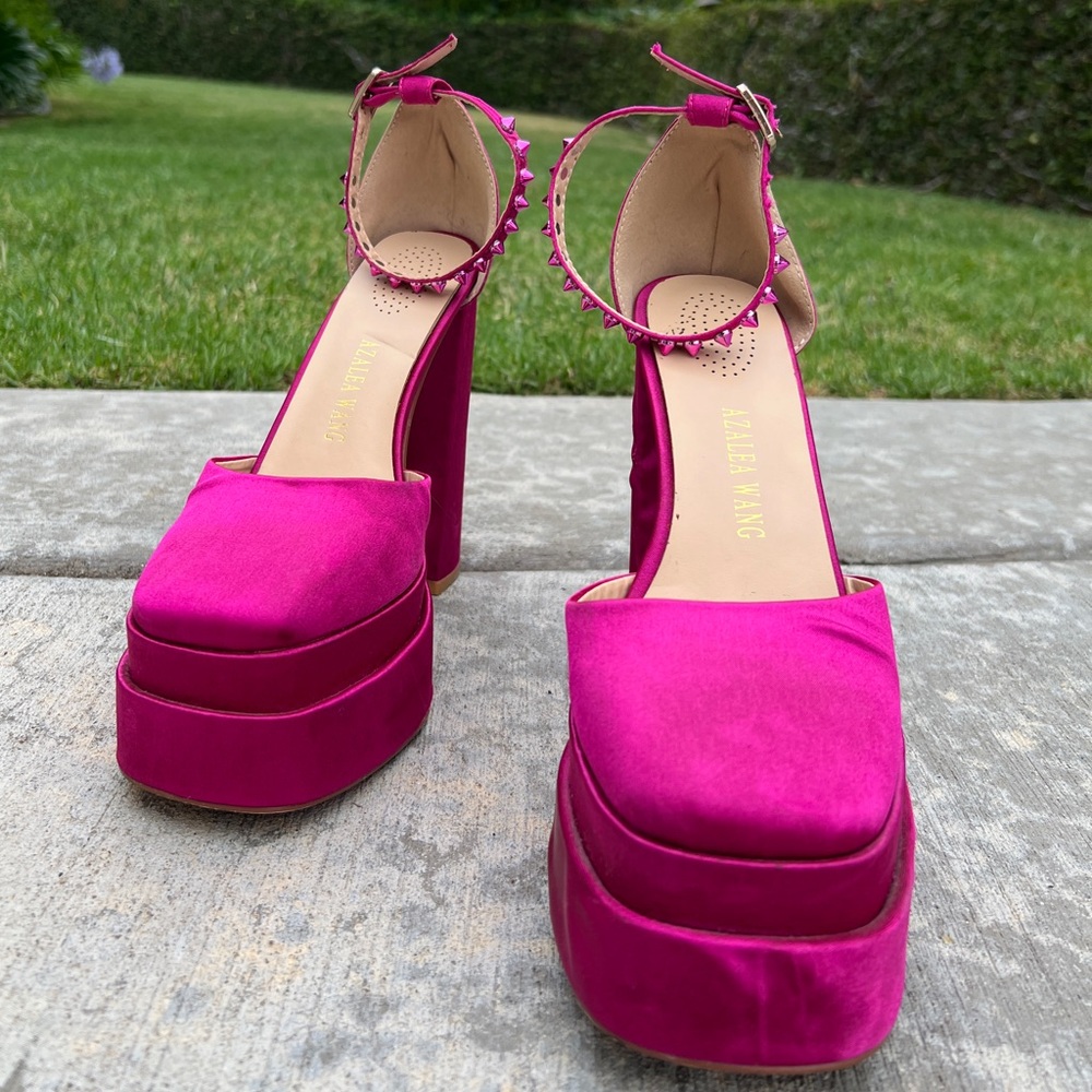 Vibrant Pink Platform Heels with Chunky Sole